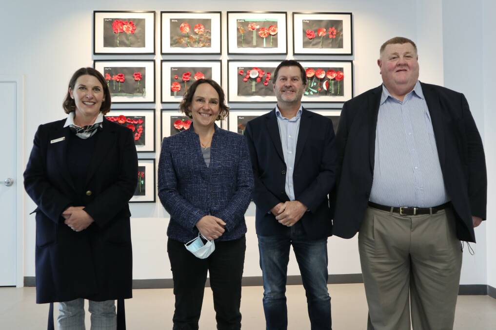 LEADER: The Hon Jaala Pulford MP, regional general manager of Telstra Steve Tinker joined Ararat mayor Cr Jo Armstrong and chief executive Dr Tim Harrison in recent weeks to announce the project. Picture: CONTRIBUTED, ARARAT RURAL CITY COUNCIL. 