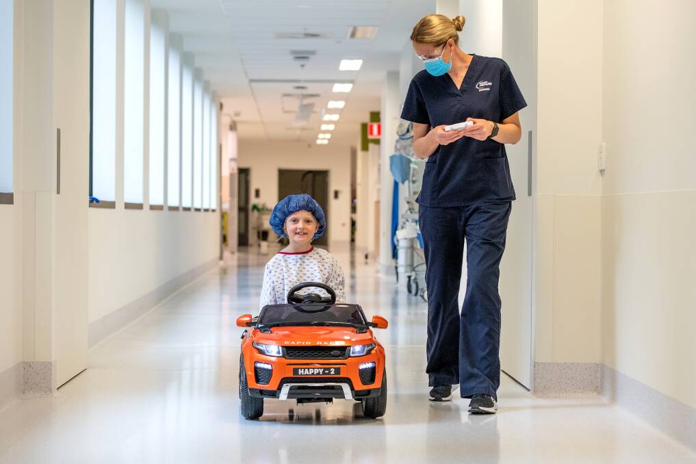 Paediatric patient Nate Grieve with nurse Kasey Swift. Picture: Supplied