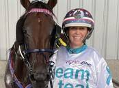 Kerryn Manning wears the Team Teal Campaign silks and pants during the six-week "race for research" fundraiser. Picture supplied