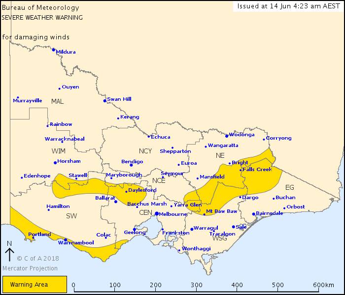 Extreme wind warning issued for Ararat