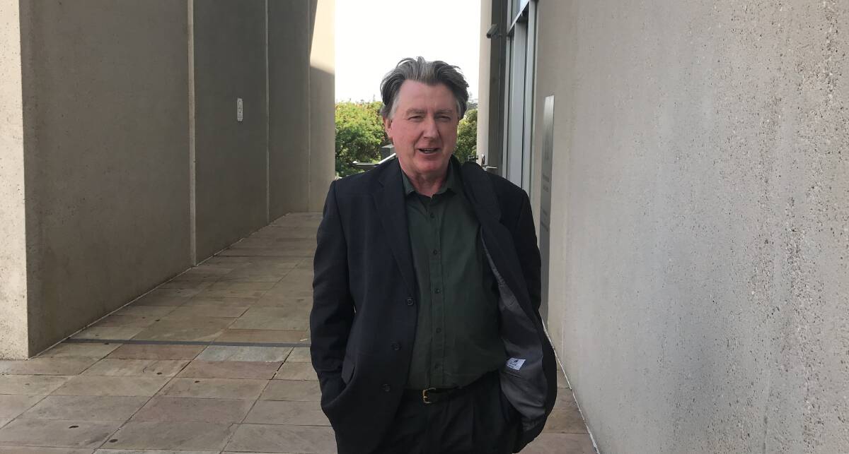 Delay: Whistleblower Michael Fitzgerald outside the Warrnambool court this morning. He is expected to be cross-examined this afternoon.