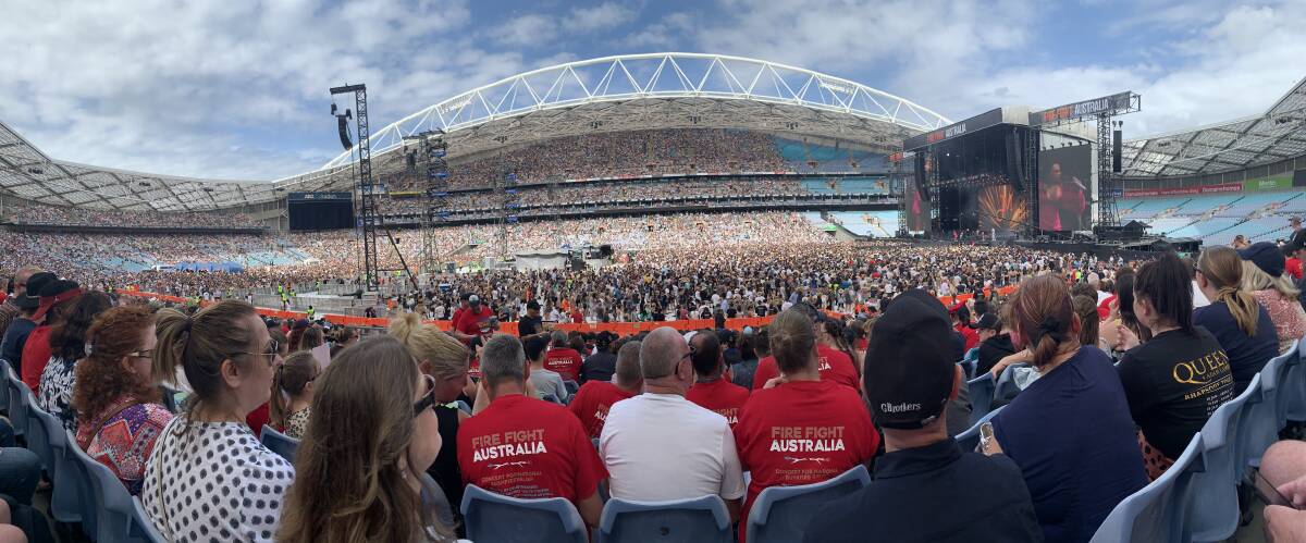 More than 75,000 people attended the sold out concert to raise money for bushfire relief. Picture: Brett Thomas