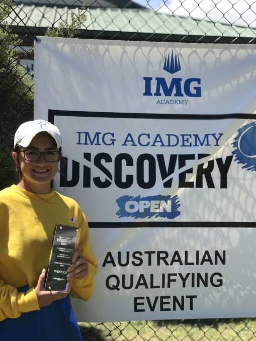 On fire: Arwen Koesmapahlawan with her trophy after winning the Lauriston junior tournament. Picture: Supplied