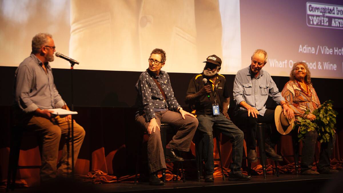Director/producer Molly Reynolds being interviewed along with producers Peter Djigirr and Rolf de Heer on stage before the screening. Photo supplied.