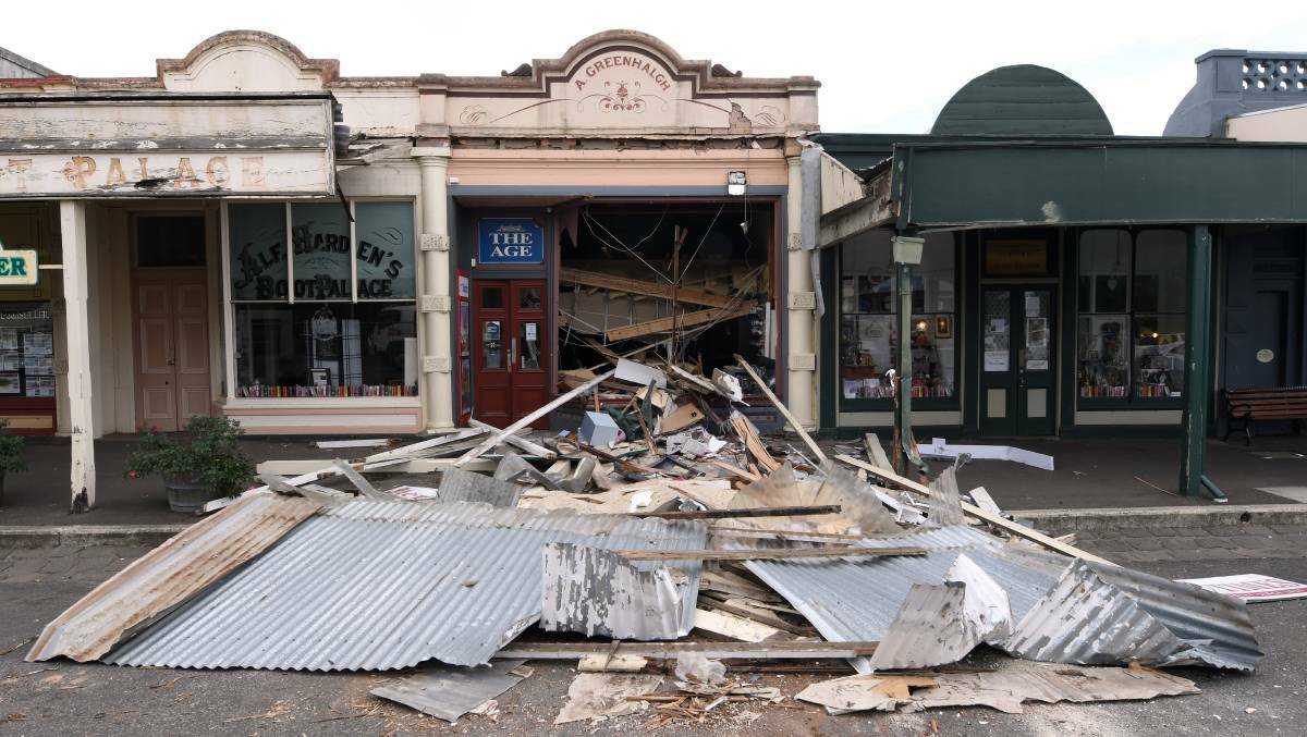 DAMAGE: The facade of Clunes Newsagency was badly damaged from an overnight ATM robbery in March. Picture: Adam Trafford