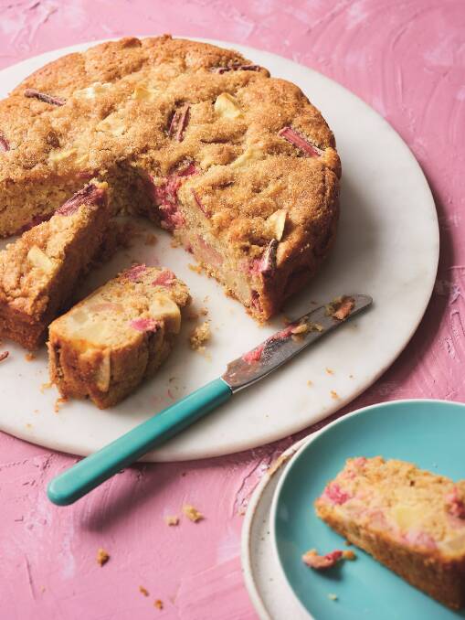 Apple and rhubarb tea cake. Picture: Supplied