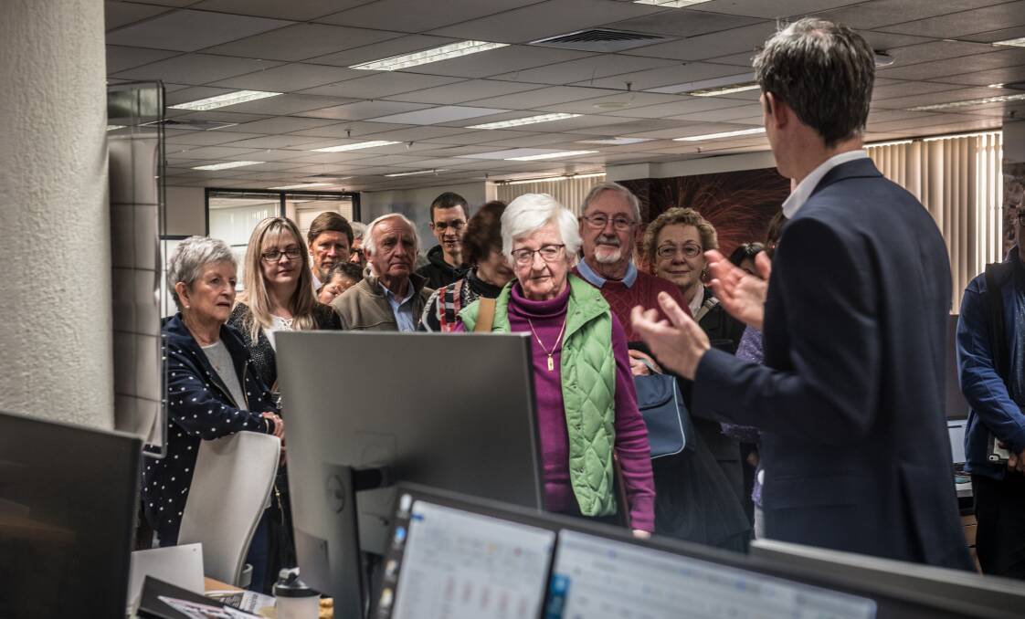 Canberra Times subscribers tour the Fyshwick office pre-COVID-19.