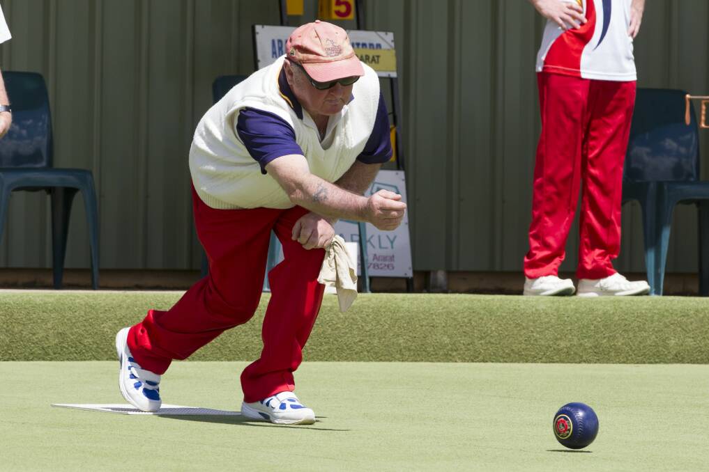 Weekend action: Brian Richards kicks off the bowls season in a round where there were some close games. Picture: PETER PICKERING