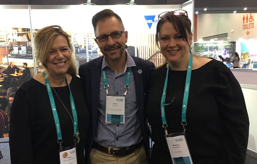 ON THE ROAD: Marc Sleeman, CEO Grampians Tourism, with Claire Golding, Regional Manager, UK & Europe Visit Victoria, left, and Barbara Samoilenko, Marketing Manager Continental Europe Visit Victoria.