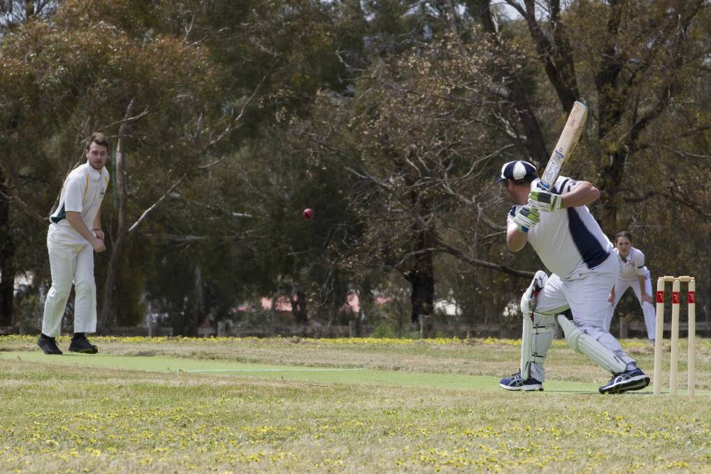EYE ON THE BALL: Mark Fulton in action in the Grampians cricket league. Picture: PETER PICKERINGING
