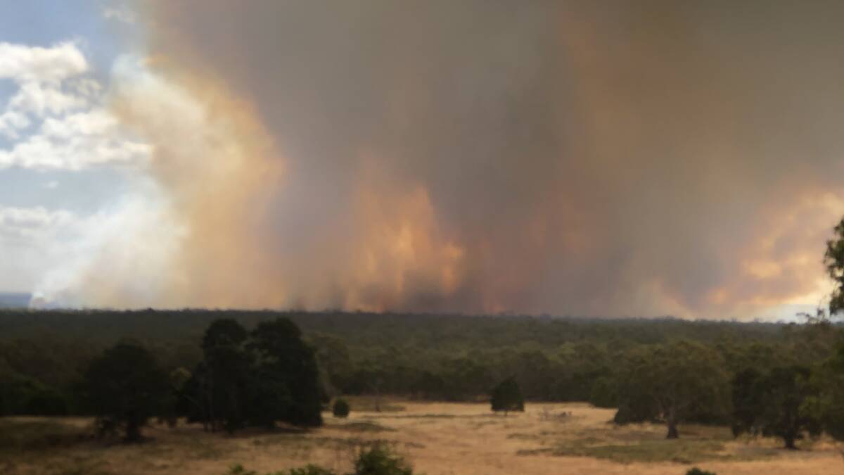 SOUTH-WEST BLAZE: Fire in the Budj Bim/Mount Eccles National Park, near Portland, above, has now burnt almost 2000 hectares. Smoke from fires in the south-west is drifting up to the Wimmera. Picture: Terry Sim