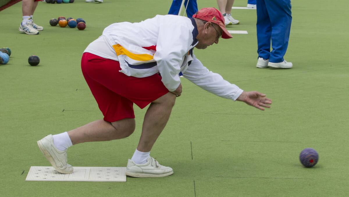 ON A ROLL: David Baldock rolls one down the green in a recent Grampians Bowls Division game. Photo: PETER PICKERING