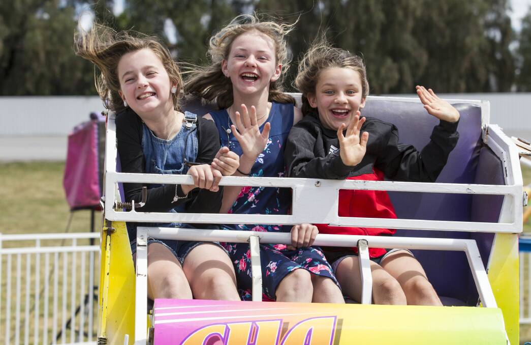 All the fun of the show: Alana, Chelsea and Charlotte had a great time at last year's Stawell show. This year's event is just around the corner, so save the date.