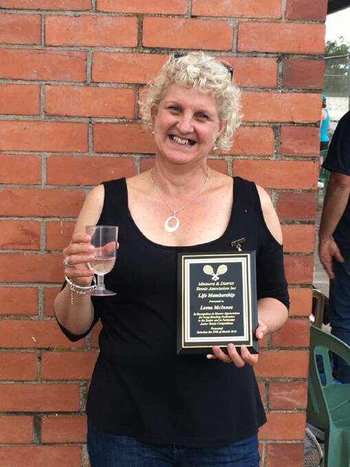 ACHIEVEMENT: Leesa McInnes' contribution to tennis in the region was acknowledged with a life membership. Picture: Sally Gray