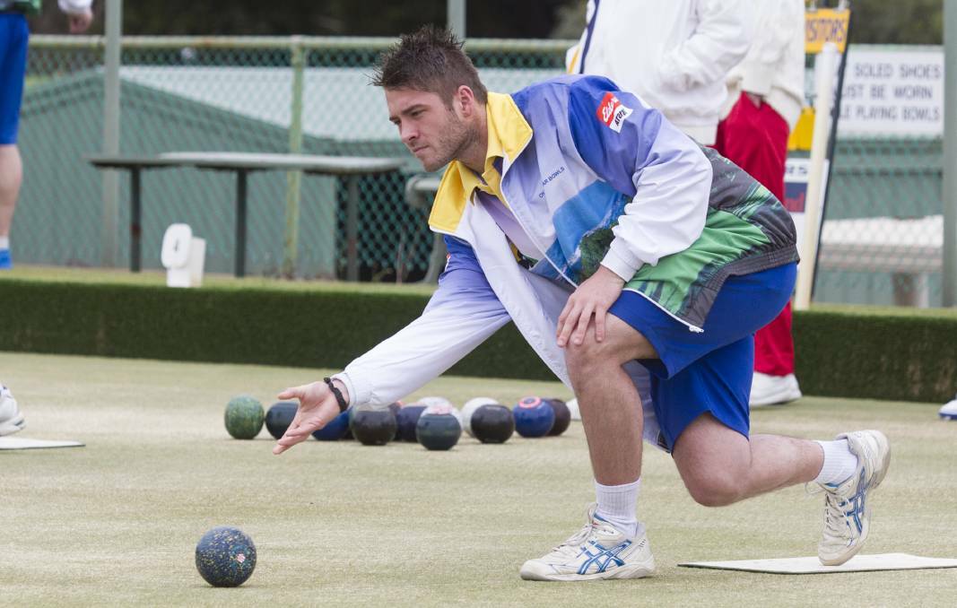 BALANCED: Luke Todd in action during round three of the Grampians Bowls Division pennant season. Picture: Peter Pickering