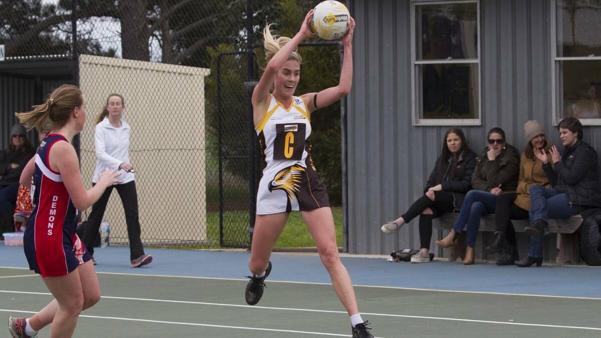 UPGRADE: Jacqui McDougall in action for the Hawks. The new changerooms at Tatyoon will be a big boost for the netball teams that play there. Picture: Peter Pickering