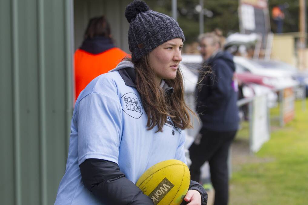 Georgia Clarke watches on during the Ararat Storm game after returning from the AFL Women's under-18 championships. Picture: Peter Pickering