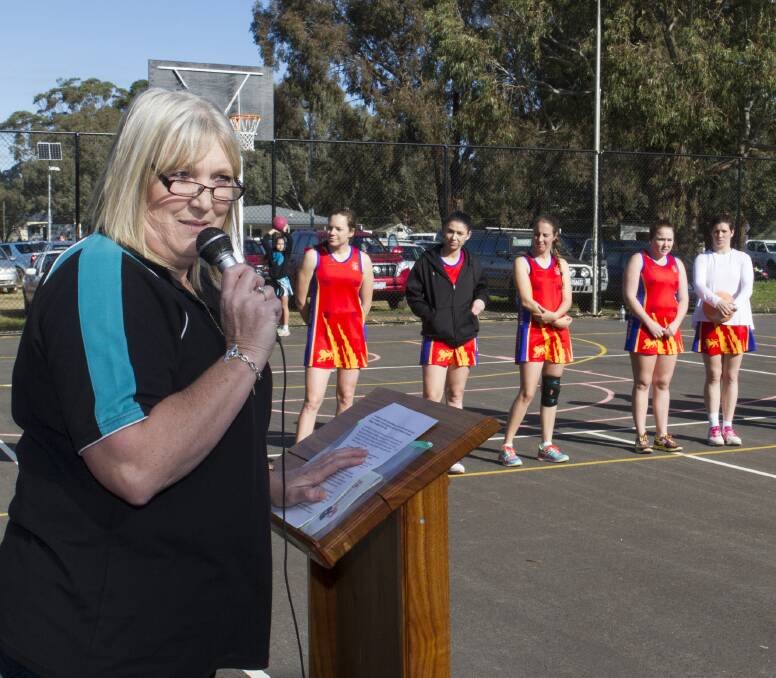 OPEN FOR BUSINESS: Pumas President Cheryl Stapleton addressing the crowd at the opening on the weekend. Picture: PETER PICKERING