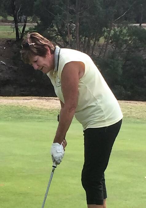 SET: Marg Lardner focuses on her putt during the week. Picture: Gayle Dadswell