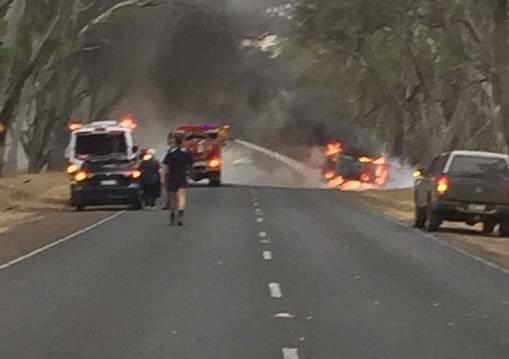 The scene of the crash on the Wimmera Highway in October 2015. Picture: NARACOORTE HERALD
