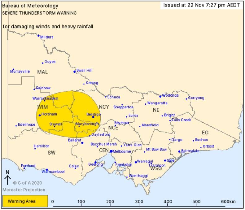 Severe weather warning issued for Ararat, Grampians