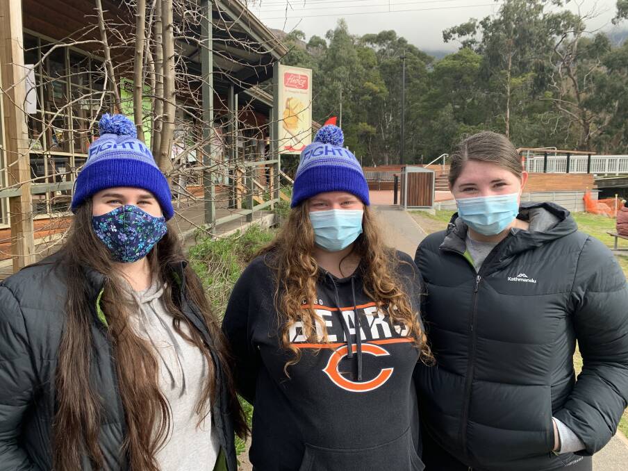 Safety precaution: A handful of people wore masks while visiting Halls Gap. Picture: Ben Fraser