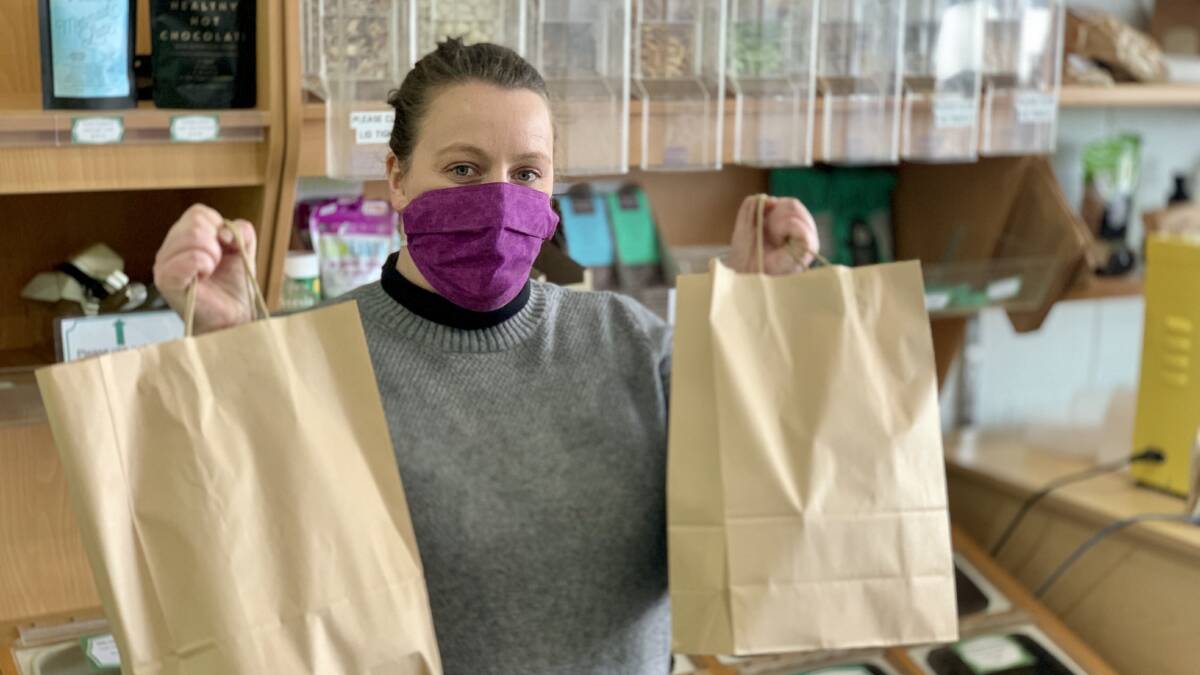 Busy: Amy Carruthers owns and operates health food store One Bite at a Time. Business is booming since the pandemic began. Picture: BEN FRASER