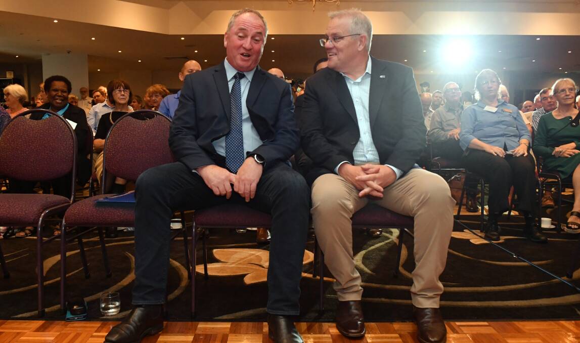 Deputy Prime Minister Barnaby Joyce with Prime Minister Scott Morrison. Picture: AAP