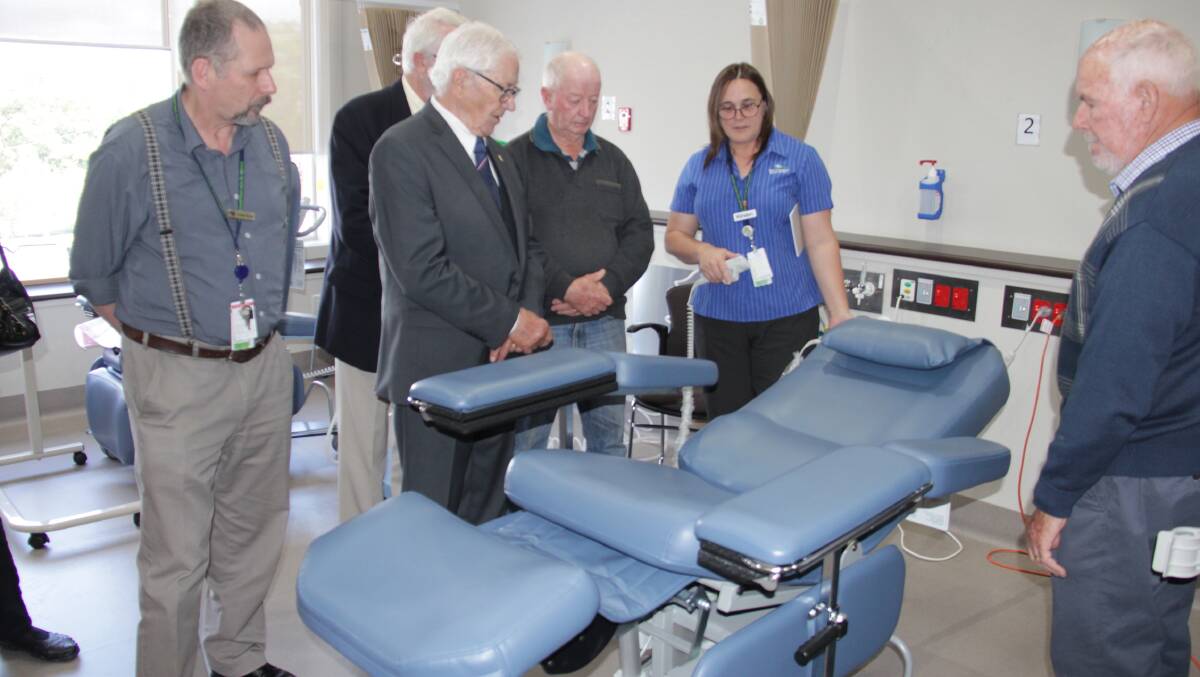 Manager perioperative services Kirsten Carr demonstrates the new treatment chair.