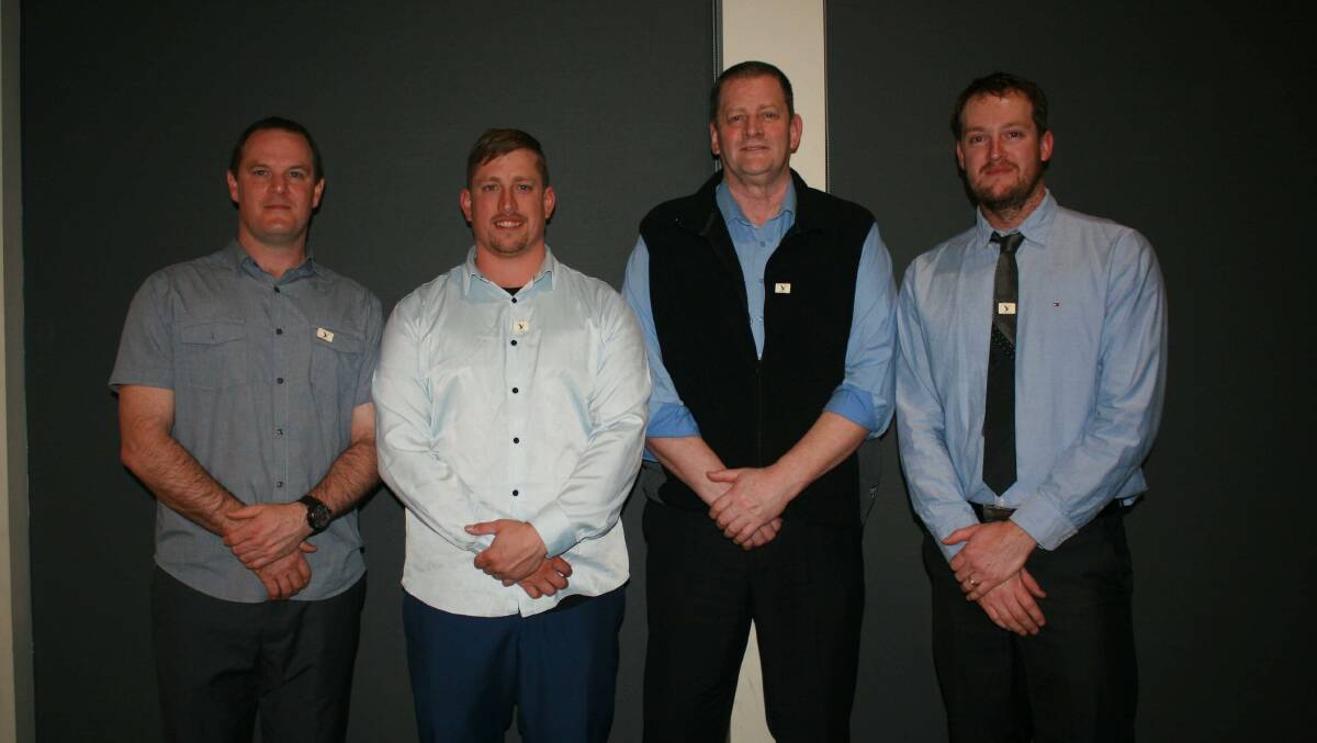 RECOGNISED: Ararat Eagles life member Daniel O’Connell, new life member Brent Bulger, current life member Paul Bulger and new life member Scott Jackson. Picture: CONTRIBUTED 