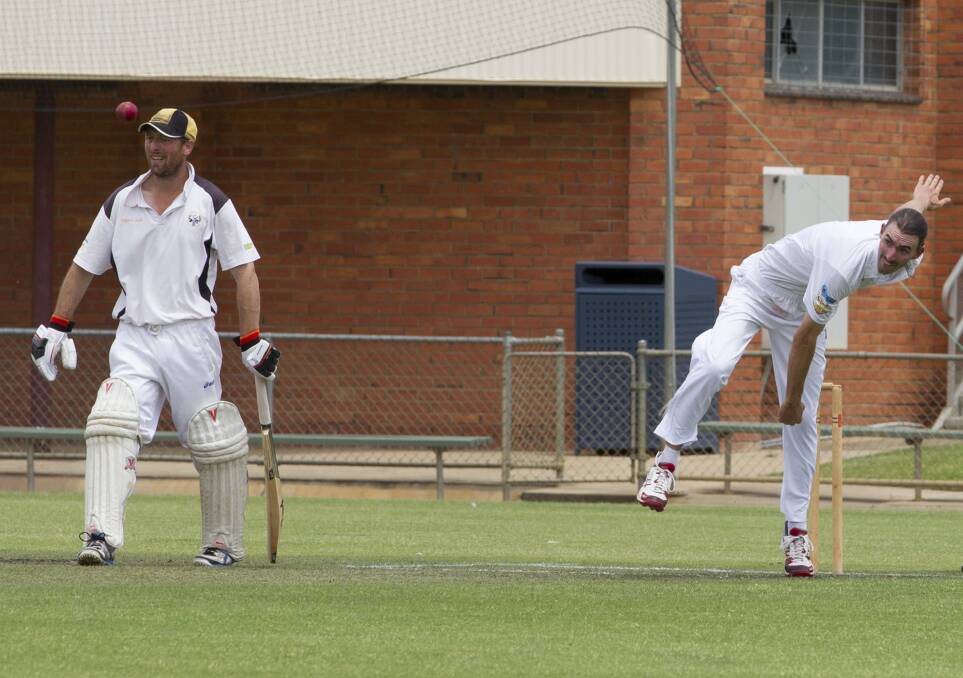 BOWLING: Matt Heffer bowled seven overs before rain affected play at Stawell's Central Park. Picture: PETER PICKERING