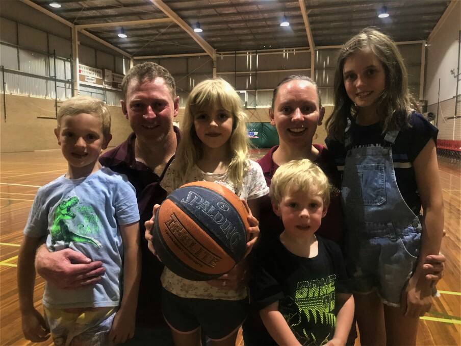 CHEERSQUAD: Joel Freeland with his biggest supporters Tanner, Lolah, Erin, Alfie and Willow. Picture: CASSANDRA LANGLEY