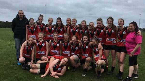 TEAM SHOT: Stawell's girls football team after winning fifth spot in 2018. Picture: CONTRIBUTED