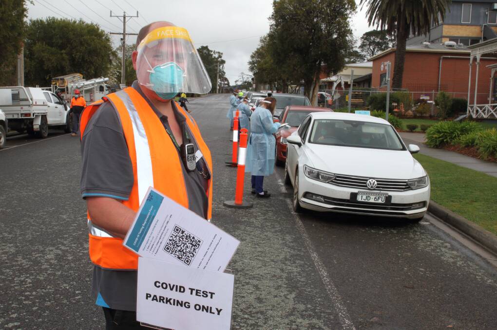 TRAFFIC: Bart Jones keeps an eye on traffic at the testing site on Friday. Picture: PETER PICKERING