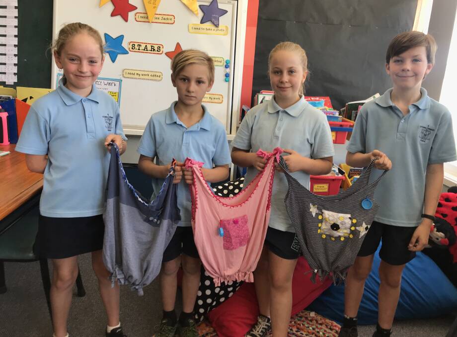 Primary students repurposing old clothes