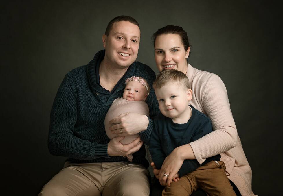FAMILY: Jackson and Jess Seres with the youngest member of their family Billie Kate and big brother Oliver Hudson. Picture: Studio 102 Photography