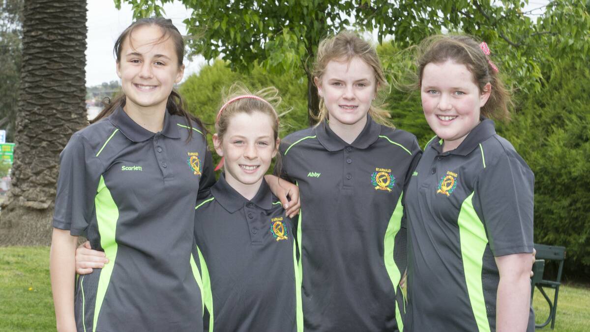READY: St Arnaud Pipe Band members Scarlett, Sammi, Abby and Chelsea are excited to play for the community on Saturday in St Arnaud. Picture: PETER PICKERING