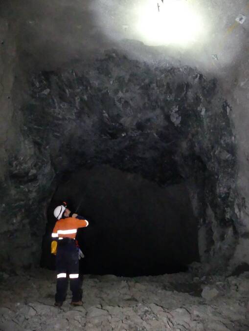 BREAKTHROUGH: Stawell Gold Mine worker inspects one of the two caverns which will be home to the Stawell Underground Physics Laboratory. Picture: CONTRIBUTED