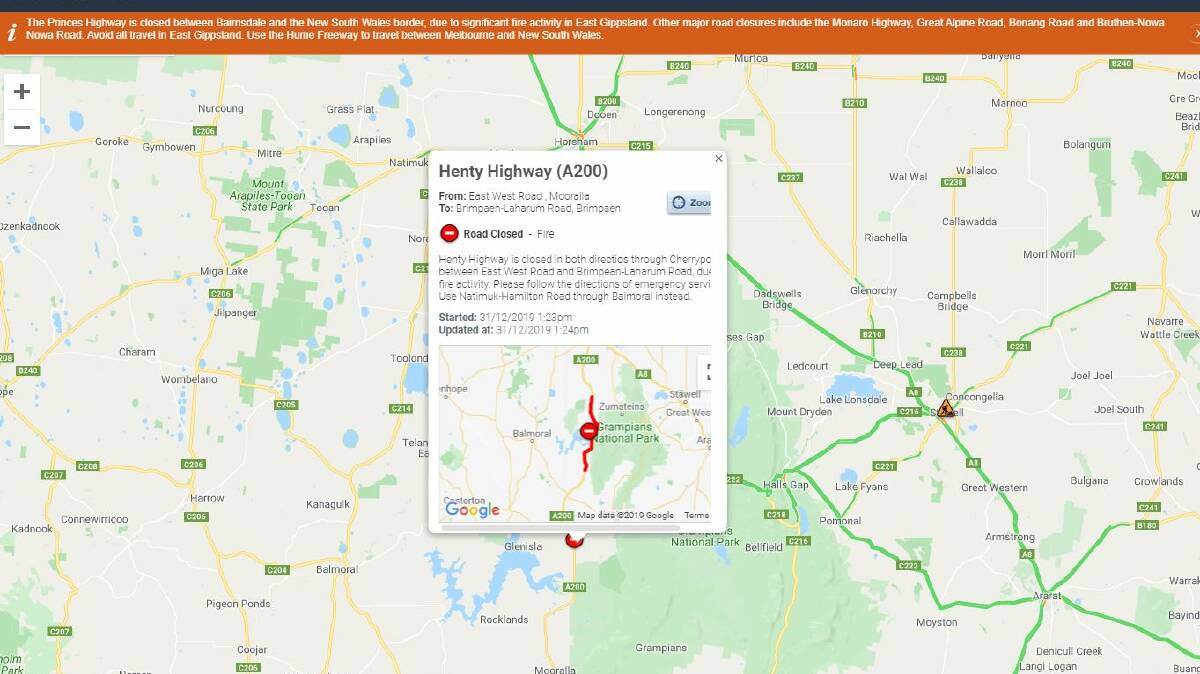 UPDATES: Big Desert fire advice, Henty Highway at Brimpaen closed