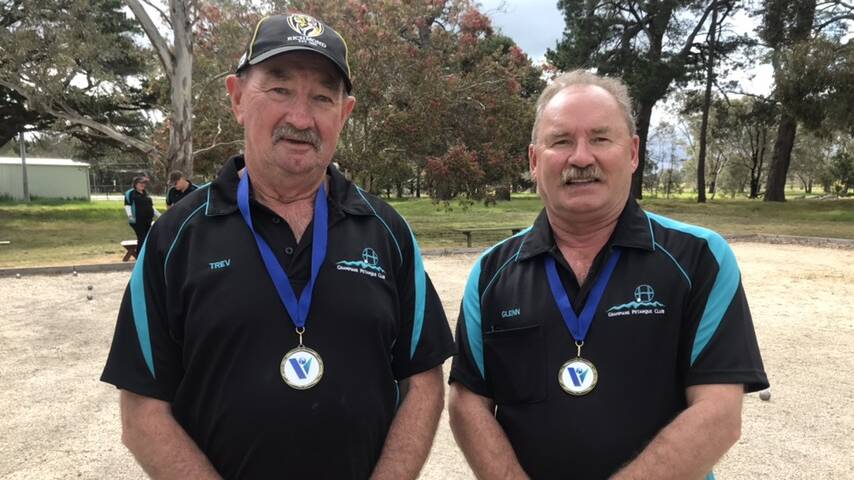 WINNERS: Grampians Petanque Club's Trevor Keilar and Glenn Bovell won the 2019 over 60's Victorian Petanque Doubles Championship.