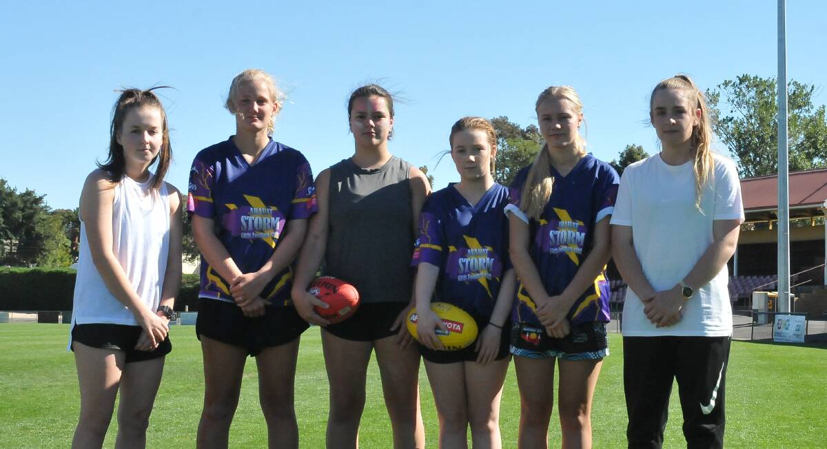 SEARCHING: Ararat Storm's Lilly Dowling, Keearna, Ebony, Gabrielle, Ebony and Ayesha Nicholson are still searching for a coach for the 2019 season. Picture: CASSANDRA LANGLEY