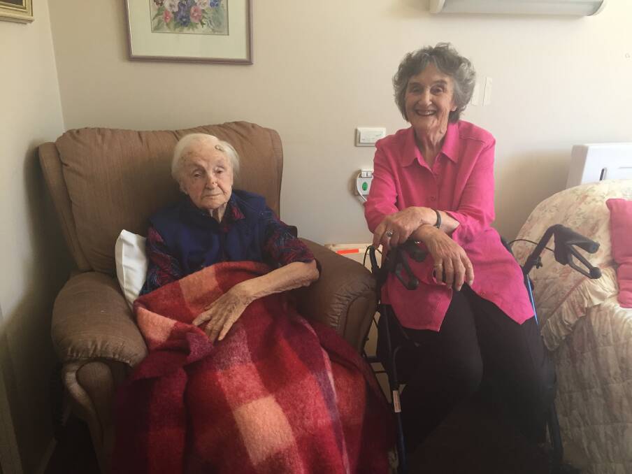 MILESTONE: Stawell's oldest resident, Eileen Cooper with her daughter Faye Newton at Eventide Homes. Picture: CASSANDRA LANGLEY