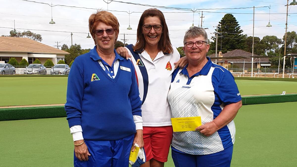 QUALIFIED: Stawell Bowling Club's Ellen Werry, Aradale's Olive Gibson and Chalambar's Karen Brennan will represent the Wimmera Region on the State Triples Championship competition in Bendigo. Picture: CONTRIBUTED