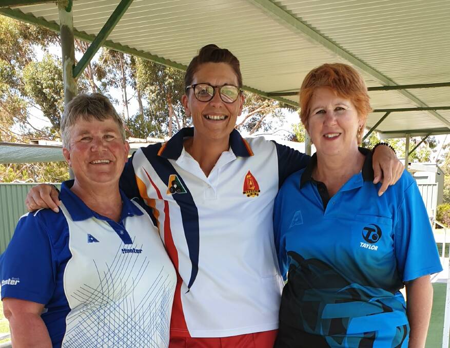 WIN: Karen Brennan, Olive Gibson and Ellen Werry won the Grampians Bowls Division state triples event. Picture: CONTRIBUTED