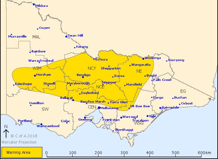 Severe thunderstorm warning for the Wimmera