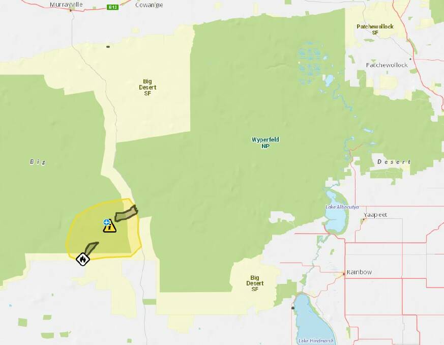 ON FIRE: There are three bushfires in Big Desert State Forest and Big Desert Wilderness Area, two are contained and one is out of control. Picture: VICTORIA EMERGENCY