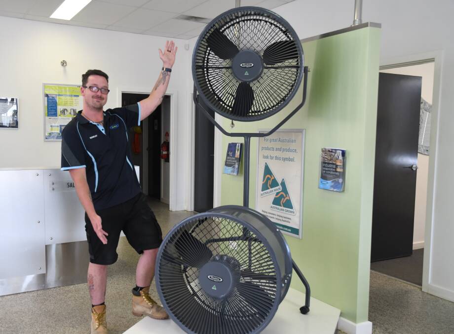 POWER UP: Smallaire sales consultant Rawley Whitworth said people should make sure their cooling products were working ahead of the heatwave. Picture: ELIZA BERLAGE