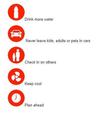 Advice issued as part of a heat health alert. Picture: DHHS