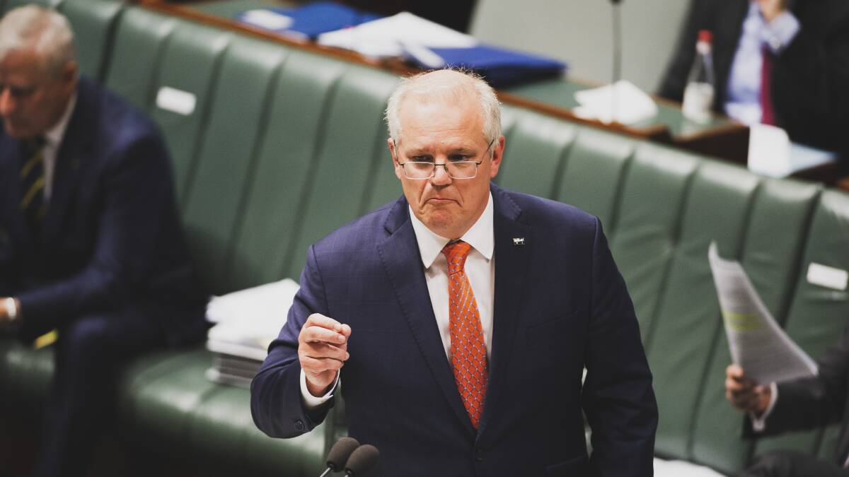 Prime Minister Scott Morrison during question time on Thursday. Picture: Dion Georgopoulos 