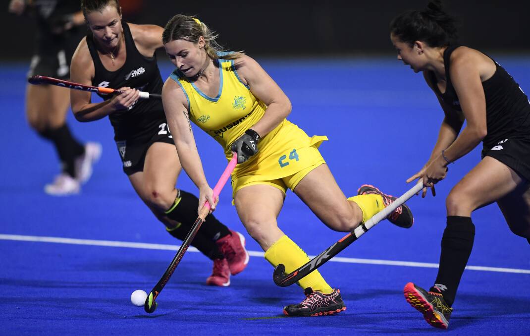 PAUSE: Hockeyroos striker Mariah Williams playing the Oceania Cup at Rockhampton in September. Picture: Getty Images